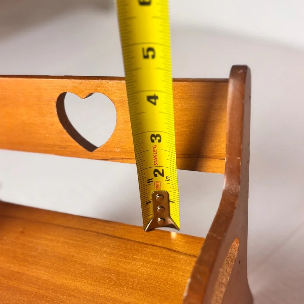 Vintage Wooden Miniature Heart Bench Wall Shelf sitter  Farmhouse Cottagecore 9